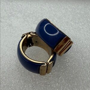 Vintage Gold and Blue Tone Clip Hoop Earrings